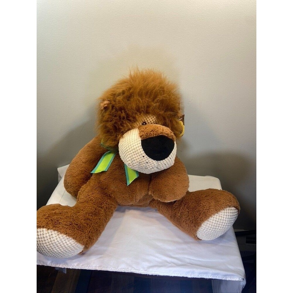 PIER 1 IMPORTS CONRAD BROWN LION STUFFED ANIMAL. PLUSH 24 INCHES TALL NEW